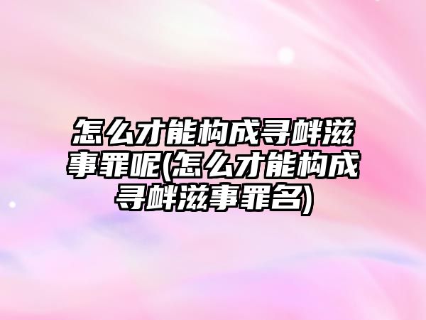 怎么才能構(gòu)成尋釁滋事罪呢(怎么才能構(gòu)成尋釁滋事罪名)