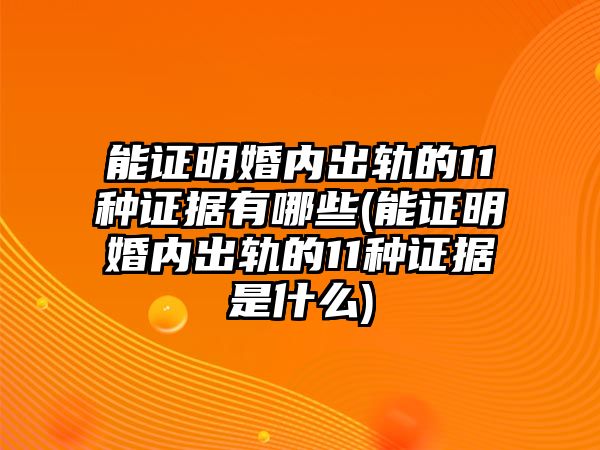 能證明婚內出軌的11種證據有哪些(能證明婚內出軌的11種證據是什么)