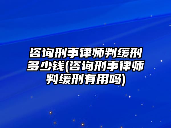 咨詢刑事律師判緩刑多少錢(咨詢刑事律師判緩刑有用嗎)