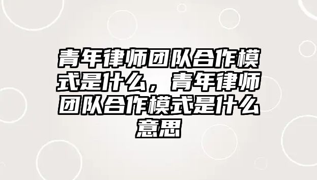 青年律師團隊合作模式是什么，青年律師團隊合作模式是什么意思