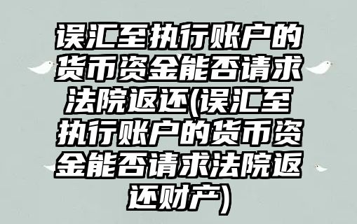 誤匯至執行賬戶的貨幣資金能否請求法院返還(誤匯至執行賬戶的貨幣資金能否請求法院返還財產)