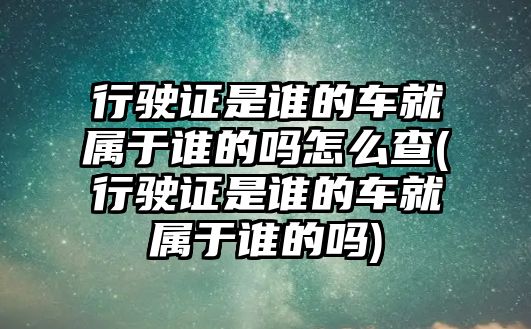 行駛證是誰(shuí)的車就屬于誰(shuí)的嗎怎么查(行駛證是誰(shuí)的車就屬于誰(shuí)的嗎)