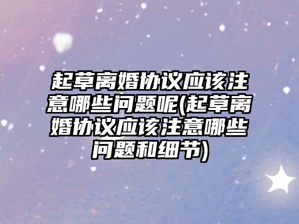 起草離婚協議應該注意哪些問題呢(起草離婚協議應該注意哪些問題和細節)