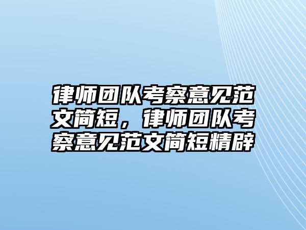 律師團隊考察意見范文簡短，律師團隊考察意見范文簡短精辟