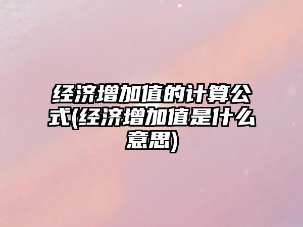 經濟增加值的計算公式(經濟增加值是什么意思)