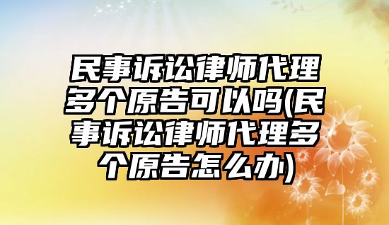 民事訴訟律師代理多個原告可以嗎(民事訴訟律師代理多個原告怎么辦)