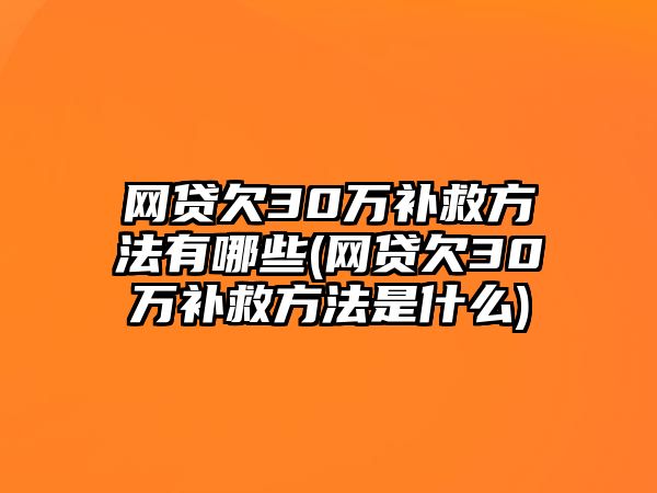 網貸欠30萬補救方法有哪些(網貸欠30萬補救方法是什么)