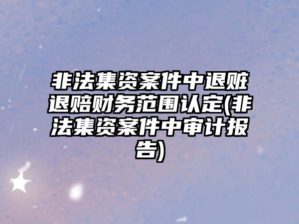 非法集資案件中退贓退賠財務(wù)范圍認定(非法集資案件中審計報告)