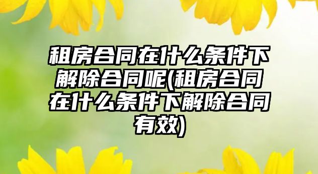 租房合同在什么條件下解除合同呢(租房合同在什么條件下解除合同有效)