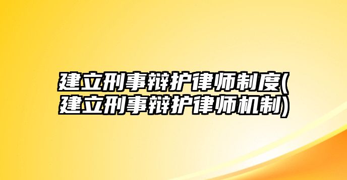 建立刑事辯護(hù)律師制度(建立刑事辯護(hù)律師機(jī)制)