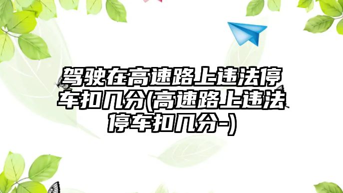 駕駛在高速路上違法停車扣幾分(高速路上違法停車扣幾分-)