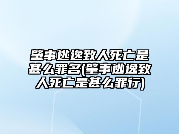 肇事逃逸致人死亡是甚么罪名(肇事逃逸致人死亡是甚么罪行)