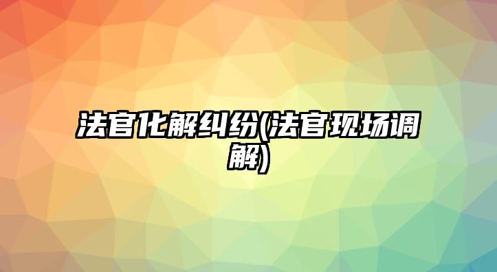 法官化解糾紛(法官現場調解)