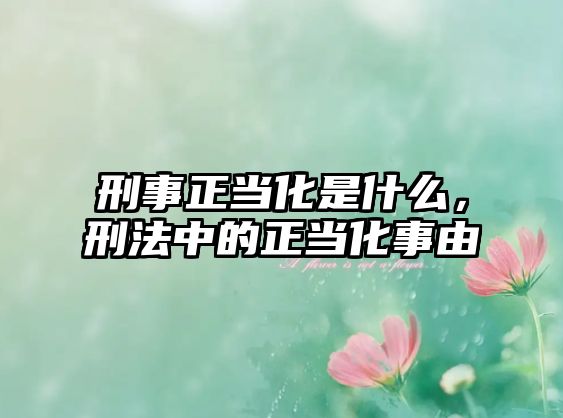 刑事正當化是什么，刑法中的正當化事由