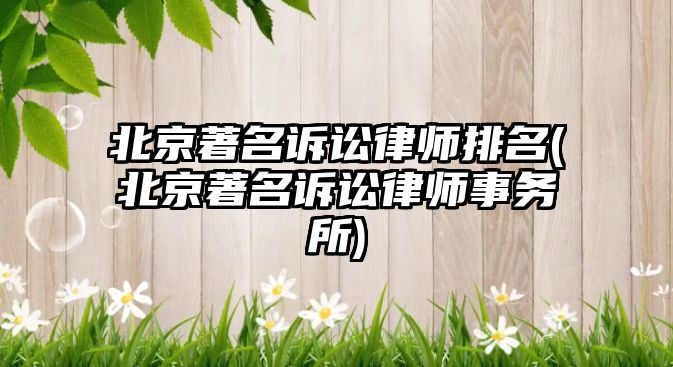 北京著名訴訟律師排名(北京著名訴訟律師事務所)