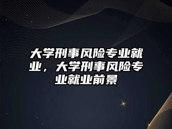 大學刑事風險專業就業，大學刑事風險專業就業前景