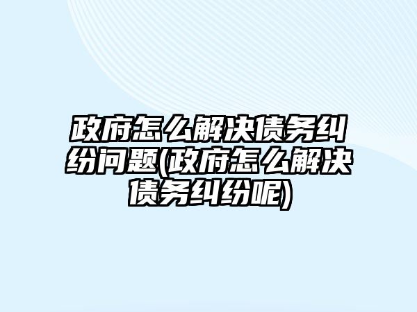 政府怎么解決債務糾紛問題(政府怎么解決債務糾紛呢)