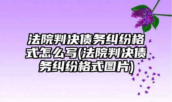 法院判決債務糾紛格式怎么寫(法院判決債務糾紛格式圖片)