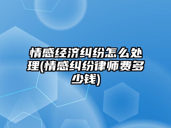 情感經濟糾紛怎么處理(情感糾紛律師費多少錢)