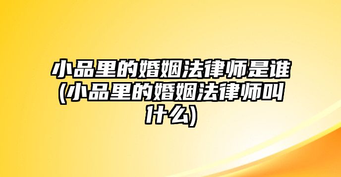 小品里的婚姻法律師是誰(小品里的婚姻法律師叫什么)