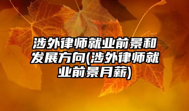 涉外律師就業(yè)前景和發(fā)展方向(涉外律師就業(yè)前景月薪)