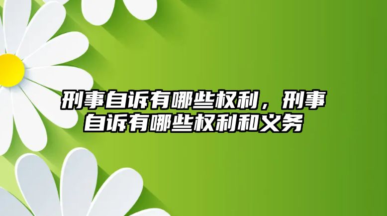 刑事自訴有哪些權利，刑事自訴有哪些權利和義務