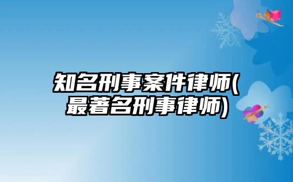 知名刑事案件律師(最著名刑事律師)