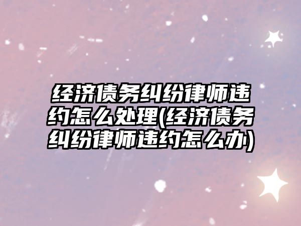 經濟債務糾紛律師違約怎么處理(經濟債務糾紛律師違約怎么辦)