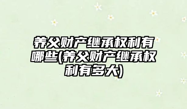 養(yǎng)父財產繼承權利有哪些(養(yǎng)父財產繼承權利有多大)