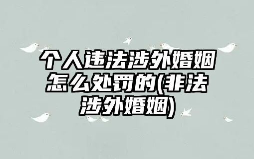 個(gè)人違法涉外婚姻怎么處罰的(非法涉外婚姻)