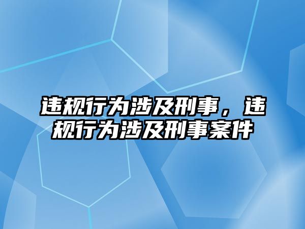 違規行為涉及刑事，違規行為涉及刑事案件