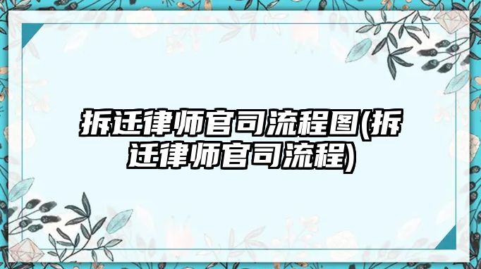 拆遷律師官司流程圖(拆遷律師官司流程)