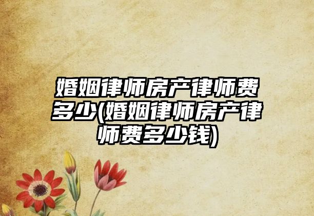 婚姻律師房產律師費多少(婚姻律師房產律師費多少錢)