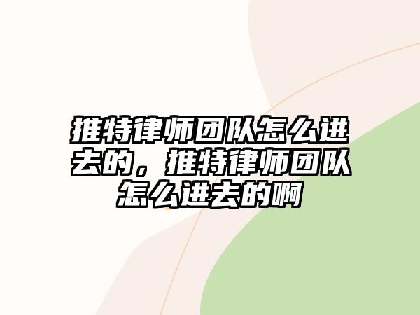 推特律師團隊怎么進去的，推特律師團隊怎么進去的啊