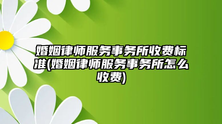 婚姻律師服務事務所收費標準(婚姻律師服務事務所怎么收費)