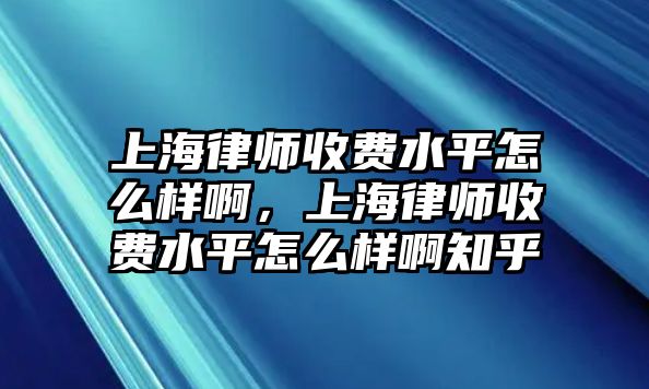 上海律師收費水平怎么樣啊，上海律師收費水平怎么樣啊知乎