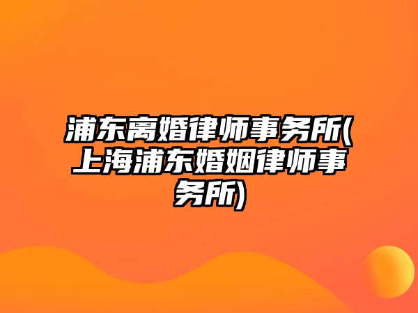 浦東離婚律師事務所(上海浦東婚姻律師事務所)