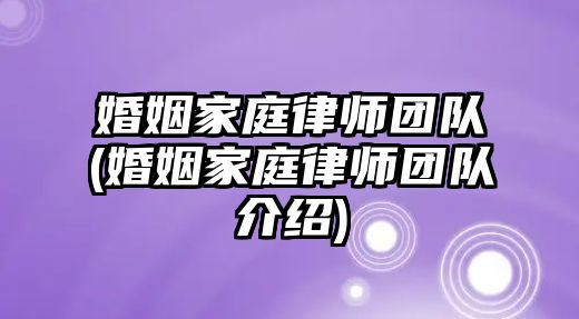 婚姻家庭律師團隊(婚姻家庭律師團隊介紹)