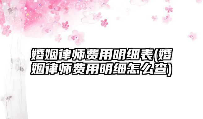 婚姻律師費用明細表(婚姻律師費用明細怎么查)