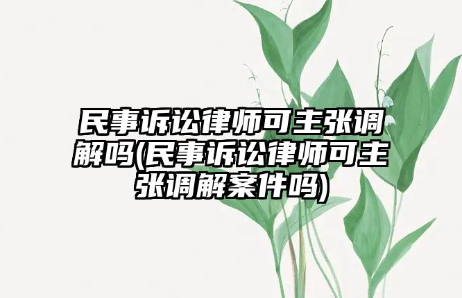 民事訴訟律師可主張調(diào)解嗎(民事訴訟律師可主張調(diào)解案件嗎)