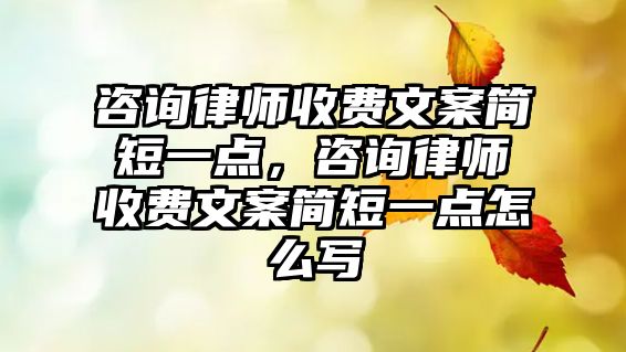 咨詢律師收費文案簡短一點，咨詢律師收費文案簡短一點怎么寫