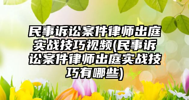 民事訴訟案件律師出庭實戰技巧視頻(民事訴訟案件律師出庭實戰技巧有哪些)