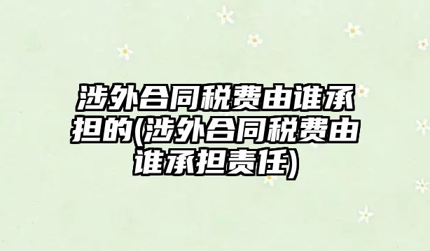 涉外合同稅費由誰承擔的(涉外合同稅費由誰承擔責任)