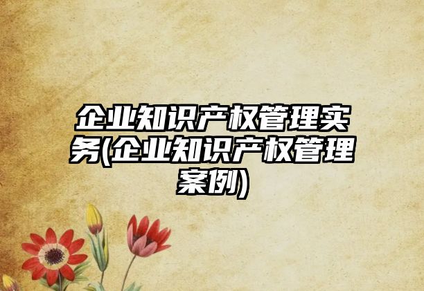 企業(yè)知識(shí)產(chǎn)權(quán)管理實(shí)務(wù)(企業(yè)知識(shí)產(chǎn)權(quán)管理案例)