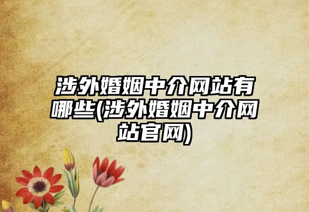 涉外婚姻中介網(wǎng)站有哪些(涉外婚姻中介網(wǎng)站官網(wǎng))