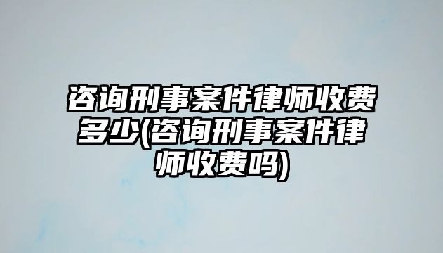 咨詢刑事案件律師收費多少(咨詢刑事案件律師收費嗎)