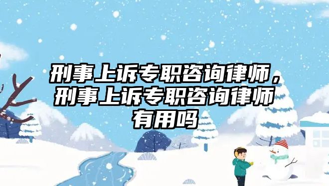 刑事上訴專職咨詢律師，刑事上訴專職咨詢律師有用嗎