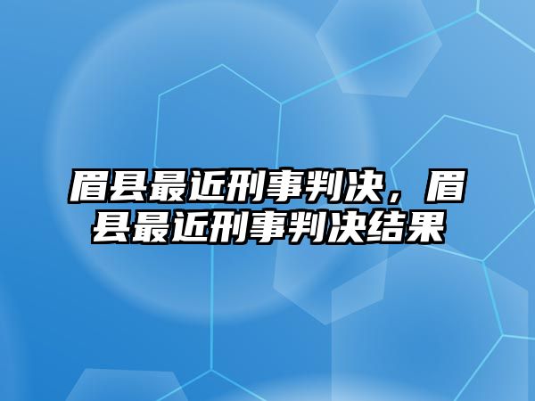 眉縣最近刑事判決，眉縣最近刑事判決結果