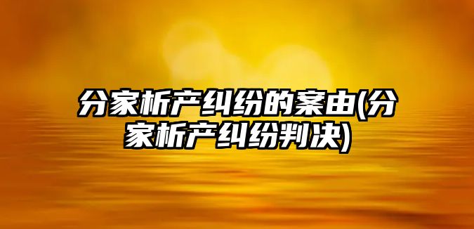 分家析產糾紛的案由(分家析產糾紛判決)