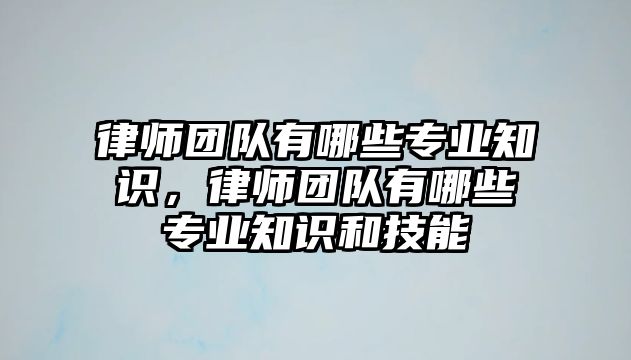 律師團隊有哪些專業(yè)知識，律師團隊有哪些專業(yè)知識和技能